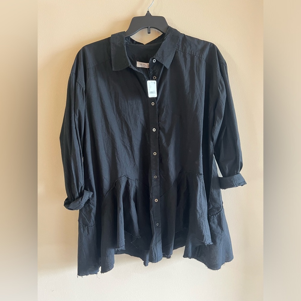 Free People Black Button Down Dress/Medium/nwt